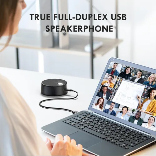 Vista 5 de Altavoces USB para computadora con micrófono, altavoz para computadora portátil, 2 modos de sonido Recogida de voz mejorada manos libres