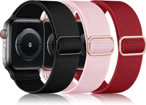 Vista 14 de DaQin Paquete de 3 bandas elásticas Solo Loop compatibles con Apple Watch para hombres de 49 mm, 46 mm, 45 mm, 44 mm, 42 mm, correa elástica
