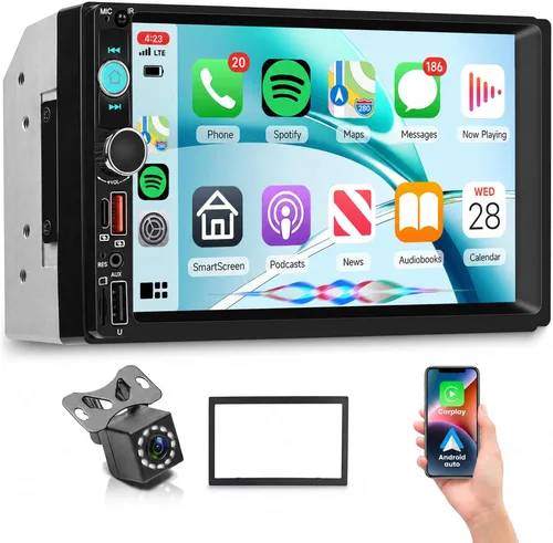Vista 9 de Rimoody Estéreo doble del coche del din, 7" Carplay inalámbrico de la radio
