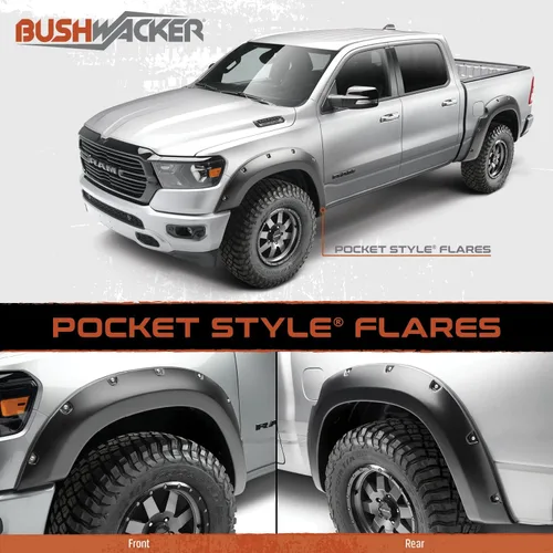 Vista 2 de Bushwacker Guardabarros estilo bolsillo 20931-02, juego para Ford F-250 y F-350 Super Duty 2011-2016