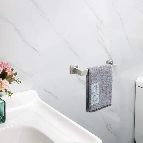 Vista 8 de NearMoon Barra para Toallas, Accesorios de Baño de Acero Inoxidable Cuadrado Engrosado Premium, Estante para Toallas de Ducha para Baño, Soporte