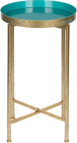 Vista 18 de Kate and Laurel Celia - Mesa decorativa redonda de metal plegable con bandeja superior, negro