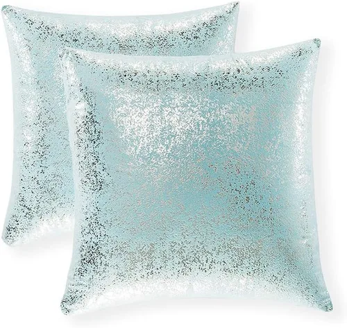 Vista 59 de Xinrjojo Juego de 2 almohadas brillantes en negro y dorado, almohadas suaves y brillantes decorativas, juego de fundas de almohada cuadradas negras
