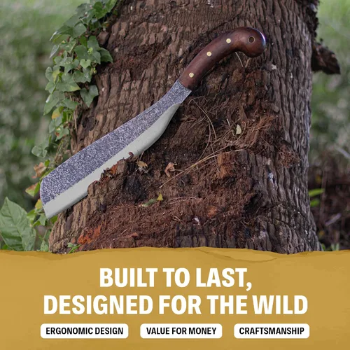 Vista 5 de Condor Herramienta y cuchillo, Village Parang Machete, hoja de 12 pulgadas, mango de madera dura con funda, marrón