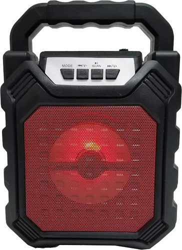 Vista 6 de Radio FM TF/USB Reproductor de MP3 Bluetooth Altavoz portátil Recargable-Rojo