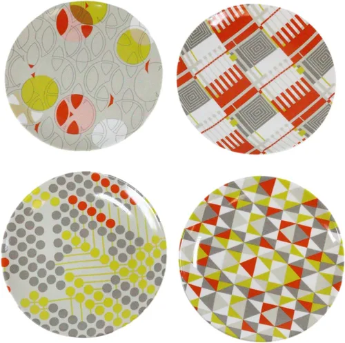 Vista 11 de Ebros Gift Frank Lloyd Wright Architecture Colorful Geometry Contemporary Designer - Platos de cerámica para aperitivos o postres de 7 pulgadas