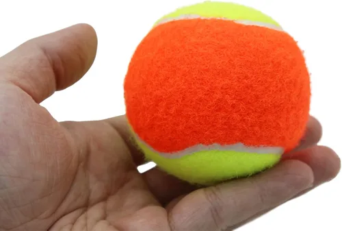 Vista 7 de Pelotas de tenis, paquete de 12 pelotas de tenis de baja compresión del 50% para principiantes, jóvenes, niños, entrenamiento con bolsa de malla