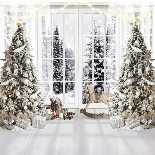 Vista 8 de Telón de Fondo Blanco de Navidad para Fotografía, Telón de Fondo de Navidad, Telón de Fondo de Invierno, Cartel de Navidad para Fotos 10X8FT F107