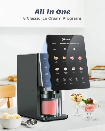 Vista 3 de Alcarin Máquina Eléctrica para Hacer Helado Casero, Golosina Congelada, Gelato, Yorgurt, Sorbete, Mezcla y Más, 10 Programas de un Solo Toque con 3