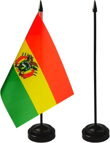Vista 3 de Bandera de escritorio de Bolivia de 8 x 5 pulgadas, juego de bandera boliviana, bandera de mesa de Bolivia, bandera de oficina boliviana, decoración