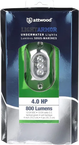 Vista 3 de Attwood 65UW03G LED luz subacuática, bisel de acero inoxidable, luz verde