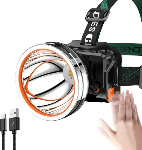 Vista 9 de Faro LED diseño separado faro al aire libre impermeable recargable largo alcance faro adecuado para acampar senderismo caza