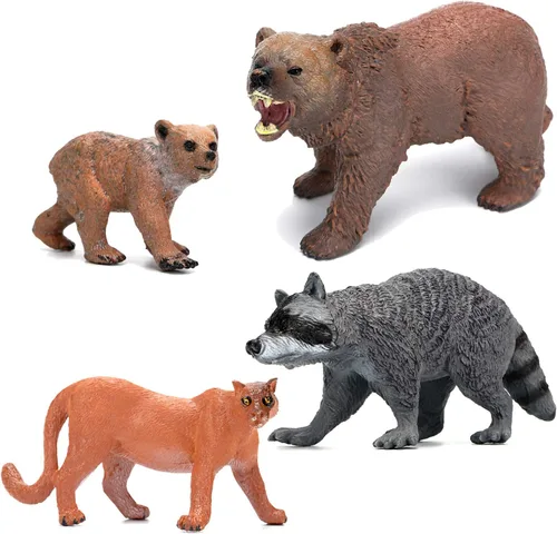 Vista 4 de Figuras de animales del bosque, 10 piezas de plástico realistas de animales del bosque silvestres, juego de figuras de animales del bosque