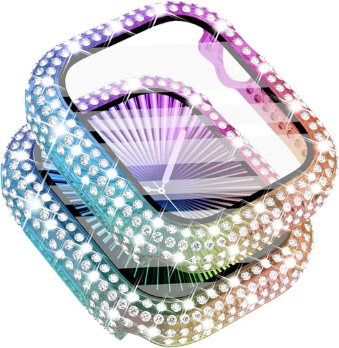 Vista 14 de Surace - Carcasa de 1.49 pulgadas compatible con Apple Watch con protector de pantalla, caja protectora general con diseño de diamantes brillantes
