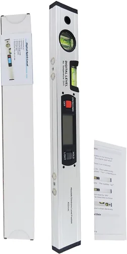 Vista 2 de Medidor de ángulo de nivel de alcohol Imán vertical Inclinómetro de 360°, nivel de espíritu, herramienta de regla digital para manitas, medición