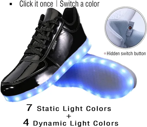 Vista 2 de Zapatos con luz USB para adultos, recargables, intermitentes, con luz LED, unisex, para deportes