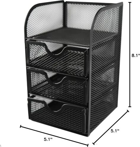 Vista 2 de Huron Mini organizador de suministros de escritorio de 3 cajones (1/4/24/96) (1 ud)