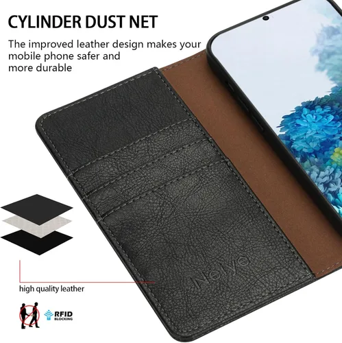Vista 4 de Funda tipo cartera para Samsung Galaxy S20 Plus con bloqueo RFID, soporte de ranura para tarjetas, funda protectora de cuero con tapa magnética