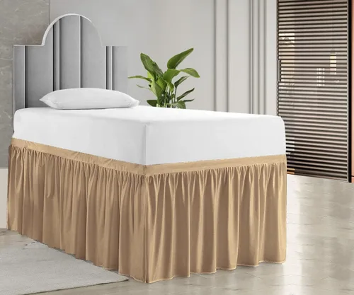 Vista 10 de Falda de cama de calidad de hotel de 800 hilos, 100% algodón con volantes, tamaño de 30 pulgadas, suave, extra larga, elástica, para dormitorio