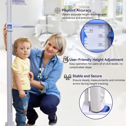 Vista 4 de Tetuga Medidor de Altura Médico Portátil Estadiómetro Barra de Altura 8-82 pulg/20-210 cm/Unidad con cm y pulg, Herramienta de Medición de Altura