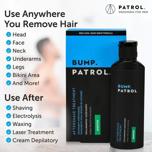 Vista 3 de Bump Patrol Sérum de Tratamiento Post-Afeitado Fuerza Sensible – Bloqueador de Granos de Afeitado y Tratamiento para Vellos Encarnados para Hombres