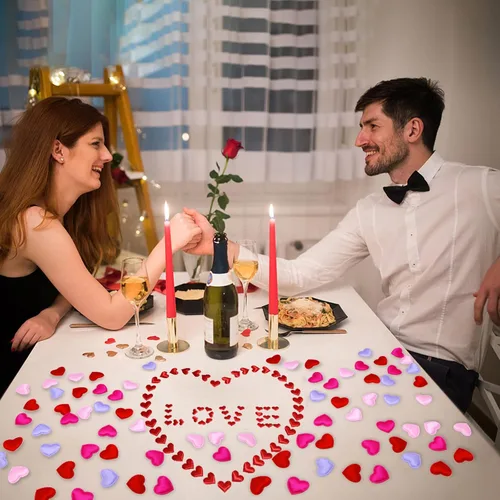 Vista 5 de 400 piezas de decoración de confeti de mesa de corazón para el día de San Valentín, pétalos de esponja en forma de corazón, decoración romántica
