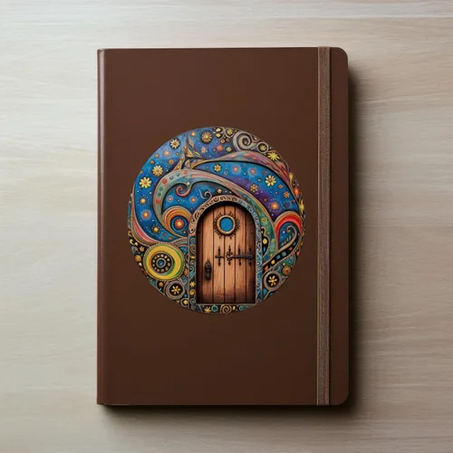Vista 3 de Night Time Starry Sky Fairy Door with Flowers - Adhesivo de pared 3D para puerta de hadas