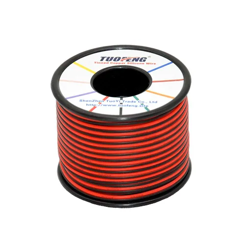 Vista 13 de TUOFENG Cable eléctrico de silicona de 22 AWG de 30 pies [15 pies negro y 15 pies rojo] 2 conductores de alambre paralelo cables de cobre estañado