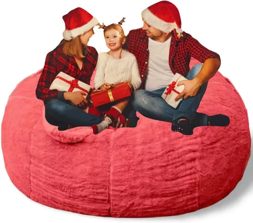 Vista 52 de Puf para adultos y niños sin relleno, sofá perezoso suave y redondo, funda de sofá de puf clásico, saco de amor para dormitorio, silla de lectura