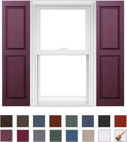 Vista 24 de Persianas de vinilo Homeside con panel elevado (1 par), 14-1/2 pulgadas x 59 pulgadas, color azul índigo 610 Azul Ingido