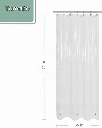 Vista 2 de Mrs Awesome Cortina de regadera para cabina de ducha 36x72, forro de cortina de regadera de plástico PEVA para baño, ligera e impermeable, 36 x 72