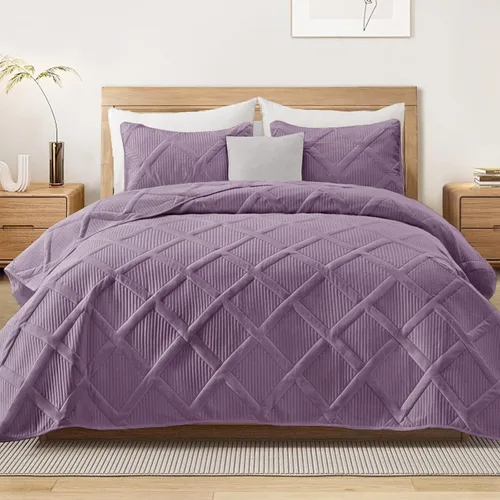Vista 11 de Exclusivo Mezcla Twin Size Quilt Set, Black Soft Bedspreads with 1 Pillow Sham, Modern Striped Pattern, Lightweight Bedding Set Coverlets for All