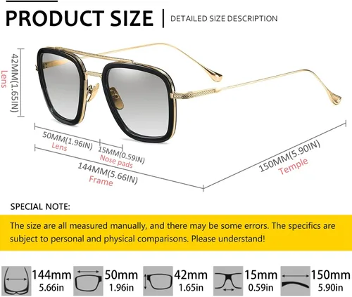 Vista 5 de SHEEN KELLY Lentes de sol de acetato Tony Stark para hombres y mujeres lentes cuadrados de nailon lentes de araña