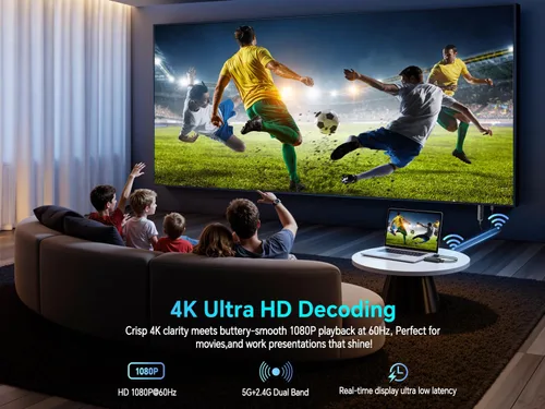 Vista 3 de Transmisor y receptor HDMI inalámbrico 328FT/100M, 4K Decodificación Plug & Play Portátil 5G+2.4G Adaptador de pantalla inalámbrico Kit extensor