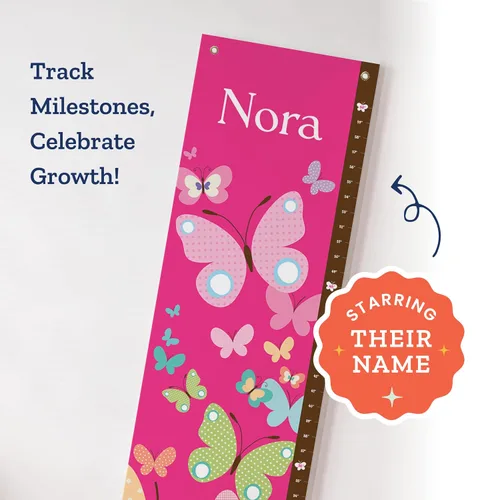 Vista 3 de Tabla de crecimiento personalizada para niños, mariposas - I See Me!