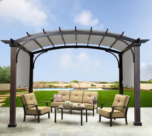 Vista 6 de SCOCANOPY Toldo Superior de Repuesto para Pérgola Independiente Rona Lowe's Allen + roth de 10 pies x 10 pies Vendida en Lowe's, L-PG152PST-B Gris
