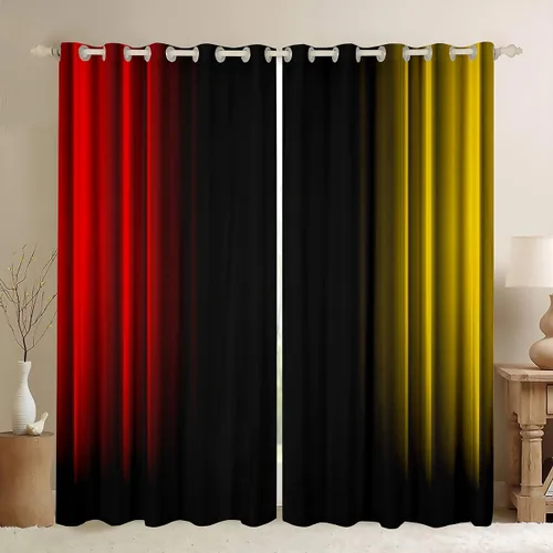 Vista 15 de Feelyou Cortinas abstractas degradadas para niños, adolescentes y mujeres, cortinas de ventana azules, moradas y negras, tratamientos geométricos