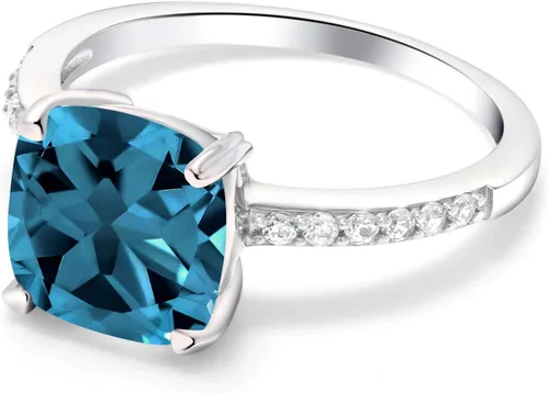 Vista 4 de Gem Stone King Anillo de compromiso de plata de ley 925 con piedra preciosa de corte cojín de 0.315 in Anillo de compromiso de aniversario de boda