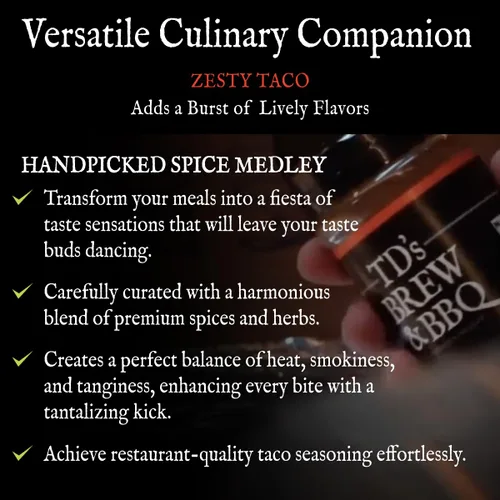 Vista 5 de TD's Brew & BBQ Zesty Taco Rub & Seasoning - BBQ Rub - Condimento para tacos - Estilo suroeste