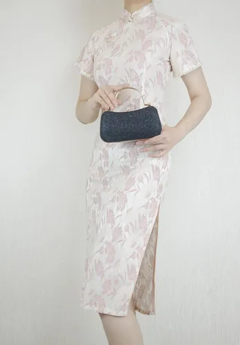 Vista 5 de AIZEXIN Bolsos de mano con purpurina para mujer, bolsos de noche de boda con mango de diamantes de imitación