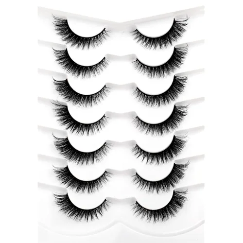 Vista 73 de Pooplunch - Pestañas postizas estilo ojo de gato, extensión de volumen 8D natural, finas, cortas, de visón sintético, tiras de pestañas postizas