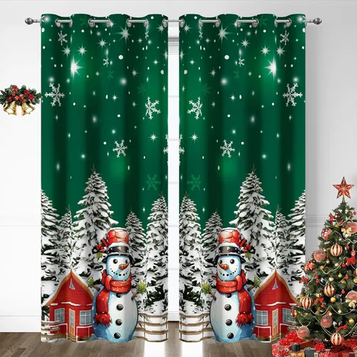 Vista 8 de Cortinas rojas de Navidad para sala de estar, juego de 2 paneles, cortinas de ventana de terciopelo rojo de 63 pulgadas de largo, cortinas