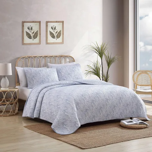 Vista 2 de Tommy Bahama - Juego de edredón tamaño Queen, decoración reversible de algodón para dormitorio con fundas a juego, ropa de cama costera con reverso