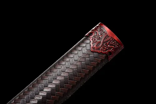 Vista 5 de Espada Katana de espiga completa de acero al manganeso, hoja púrpura y rojo
