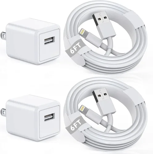 Vista 9 de Cargador de iPhone, [Certificado MFi de Apple] i Cargador de teléfono, paquete de 2 cables Lightning de 3 pies, cable de carga para teléfono