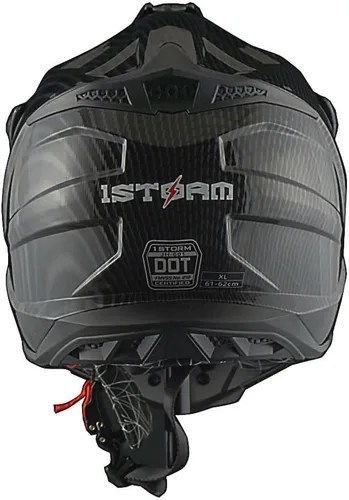 Vista 6 de 1Storm - Casco de motocross para adulto ATV Dirt Bike BMX MX de estilo de pista en montaña JH601; de fibra de carbono negro