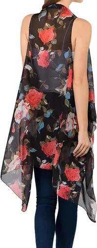 Vista 35 de Scarfand's - Chaleco de cárdigan largo para mujer, ligero, sin mangas, con parte delantera abierta