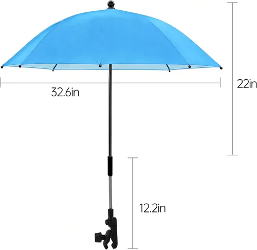 Vista 2 de Paraguas universal para cochecito de bebé, paraguas de bicicleta 210T, poliéster resistente al agua 360°, sombra ajustable
