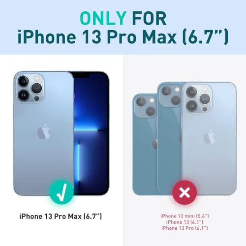 Vista 2 de i-Blason Ares - Funda para iPhone 13 Pro Max de 6.7 pulgadas [protector de pantalla integrado] [protección de grado militar] Funda transparente