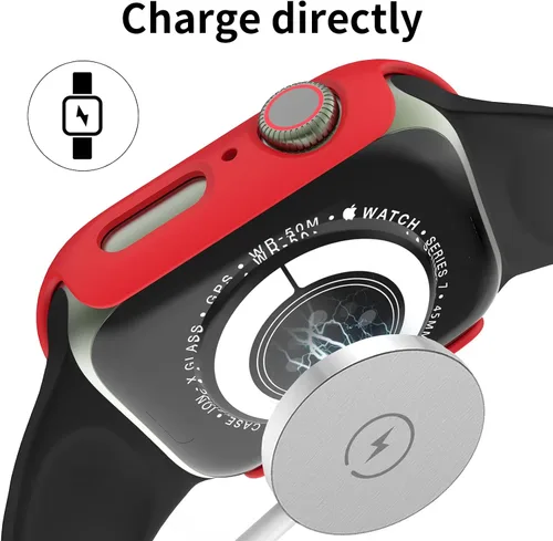 Vista 4 de Funda rígida de policarbonato compatible con Apple Watch Series 7/8/9 de 1.614 pulgadas, carcasa protectora completa con protector de pantalla